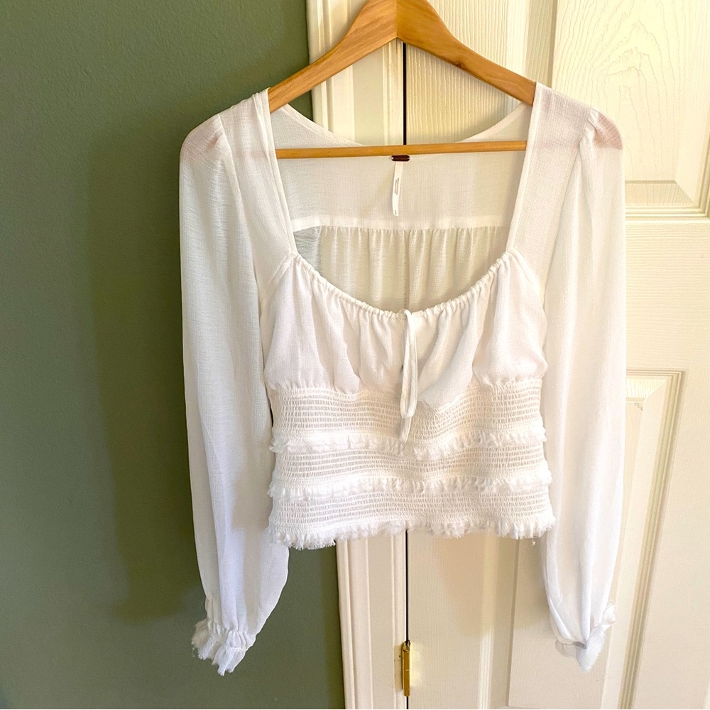 Free People Lolita Crip Peasant Top Size Small